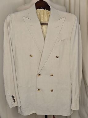 Men's Double-Breasted Cream Blazer